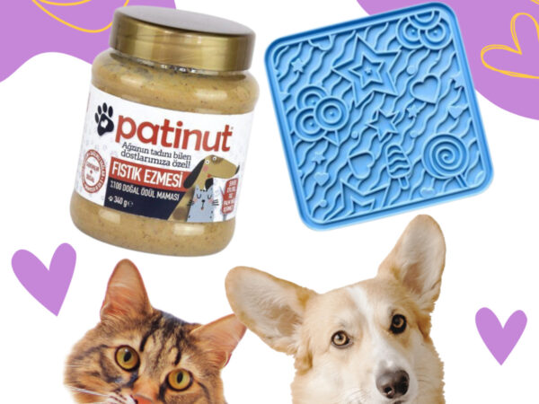 Fıstık Ezmeli Ödül Maması + Açık Mavi O'yalama Matı (Lick Mat)