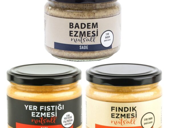 Sade Set - Fındık Ezmesi, Badem Ezmesi, Fıstık Ezmesi