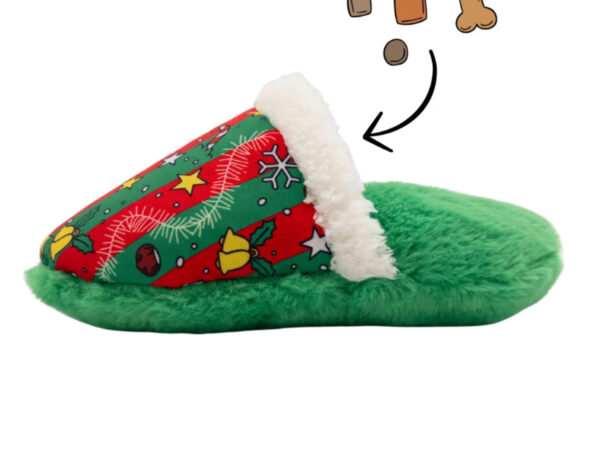 Yeşil Peluş Terlik Mama Saklamalı Köpek Zeka Oyuncağı Sesli Köpek Oyuncağı